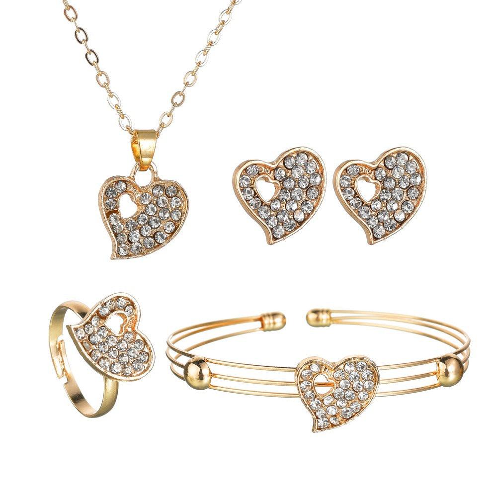 Gold Heart Jewelry Set