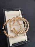 Beaded Open Hoop Bracelet with Classic Pearl Detail