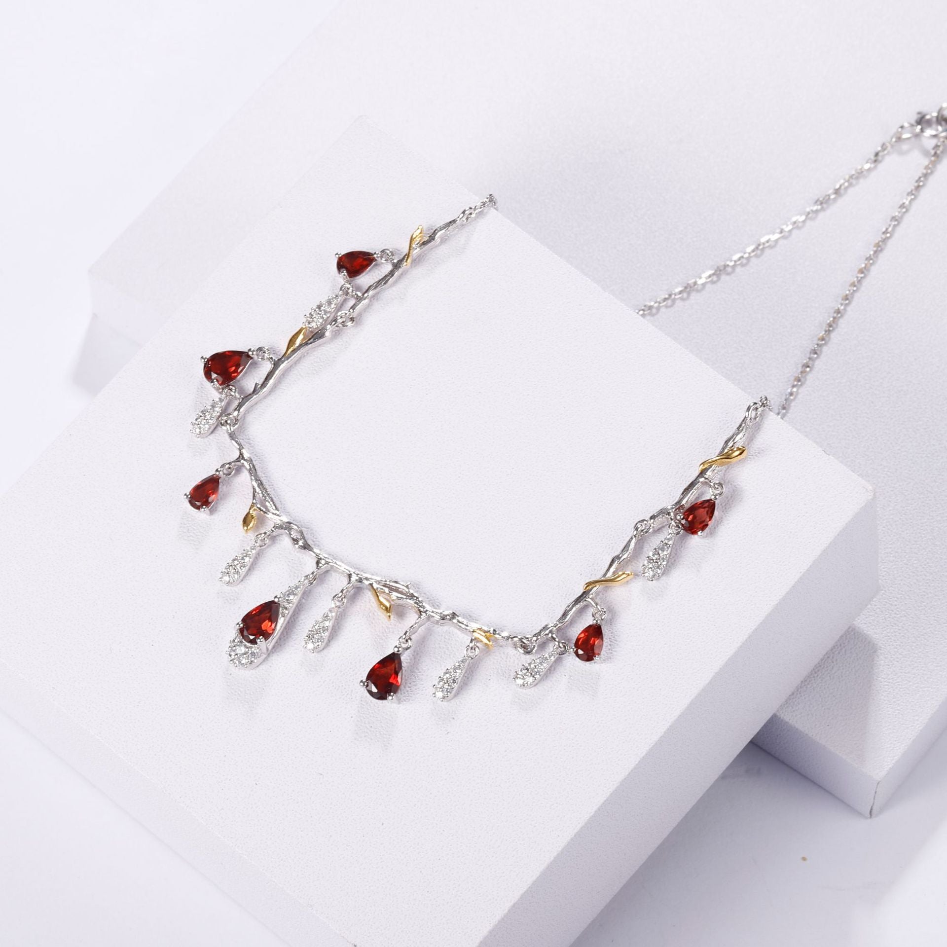 Teardrop Crystal Fringe Necklace