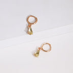 Dainty Hoop Earrings with Teardrop Crystal Charm