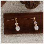 Delicate Pearl Drop Earrings with Elegant Gold Accents