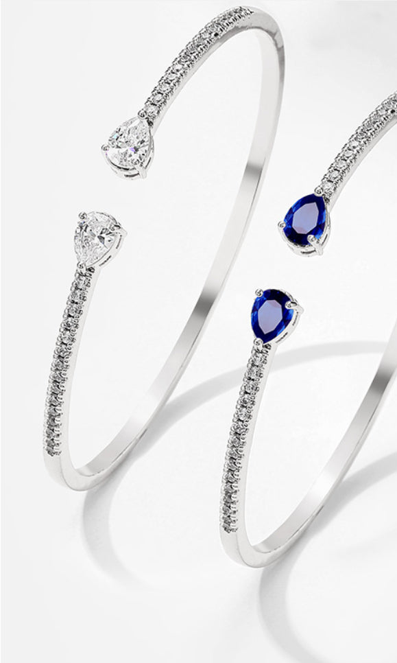 Open Cuff Bracelet with Dual Crystal Ends and Refined Silhouette