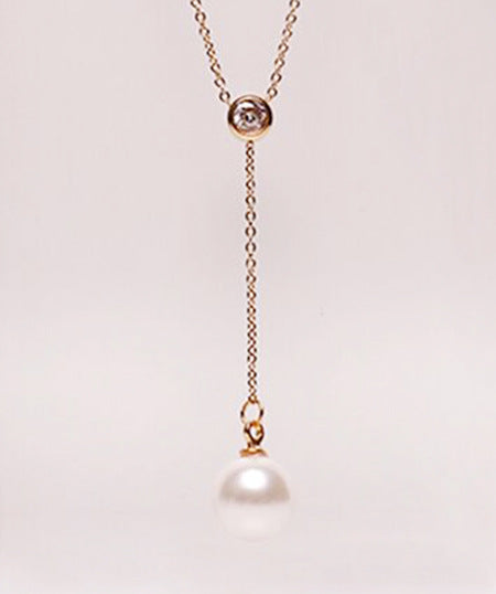 Rose Gold Plated Y-Lariat Necklace with Crystal Drops