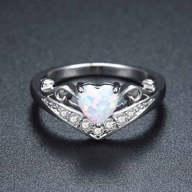 Mystic Heart Opal Filigree Silver Ring