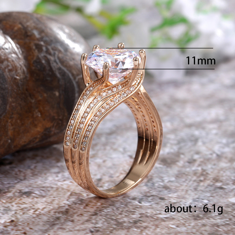 Radiant Rose Gold Split Shank Halo Engagement Ring