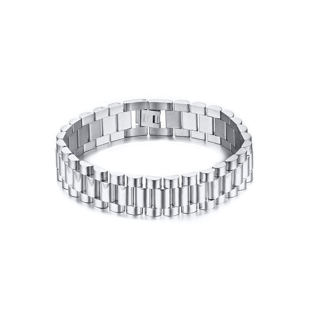 Solid Link Bracelet with Structured Contemporary Design