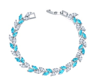 Leaf-Link Bracelet with Flowing Gem Detail