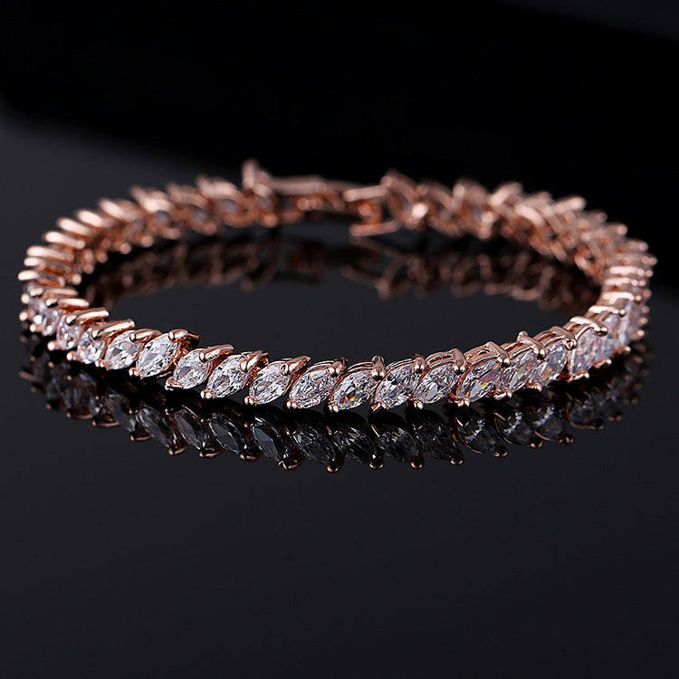Marquise Stone Line Bracelet with Elegant Linked Design