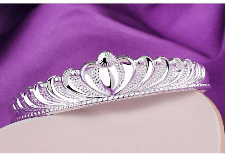 Crowned Open Cuff Bracelet with Ornate Sculpted Detail