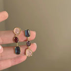 Elegant Multicolor Natural Stone Drop Earrings