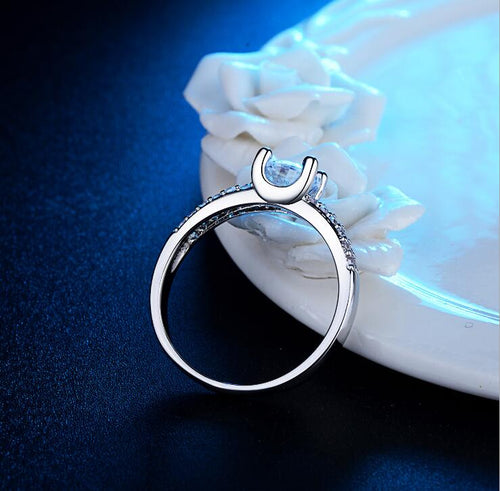 Classic Halo Solitaire Ring – Silver Tone Cubic Zirconia