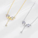 Crystal Fox Duo Drop Necklace – Gold & Silver Tone