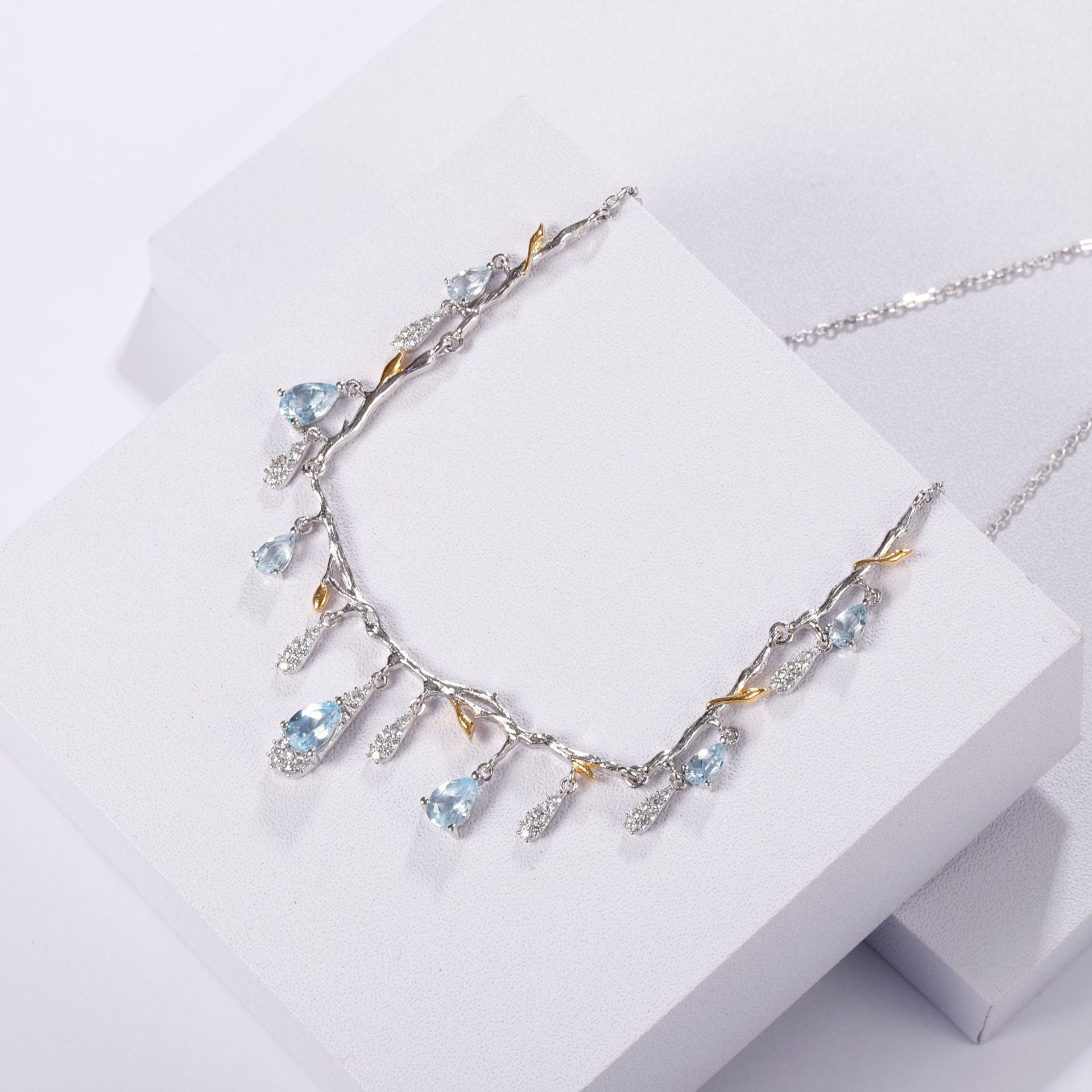 Teardrop Crystal Fringe Necklace