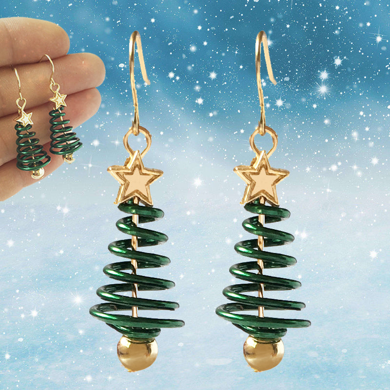 Festive Christmas Tree DIY Earrings with Star & Bell Detail