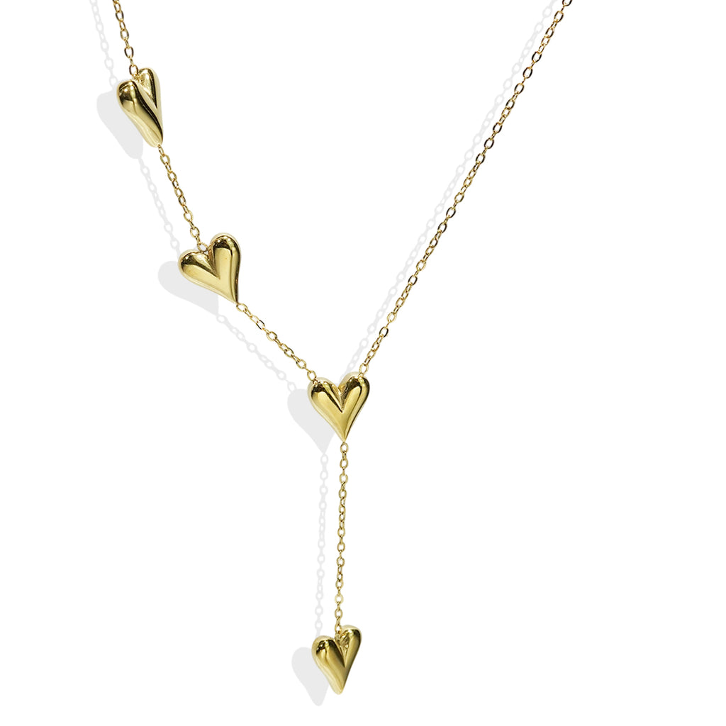 Heart Drop Y-Necklace with Minimalist Charm