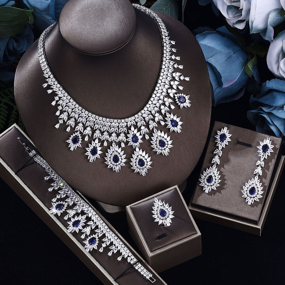 Women’s Vintage Blue Crystal Wedding Jewelry Set