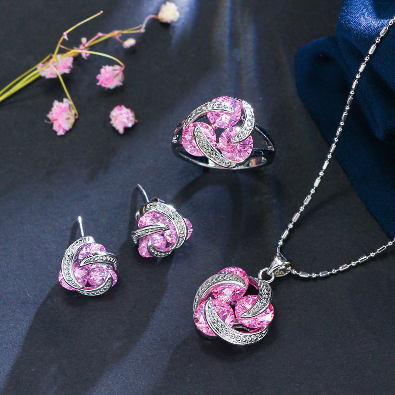 Elegant Zircon Flower  Jewelry Set