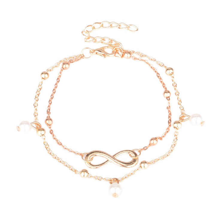 Elegant Double-Layer Infinity Pearl Anklet