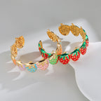 Botanical-Inspired Open Cuff Bracelet with Decorative Bead Detail