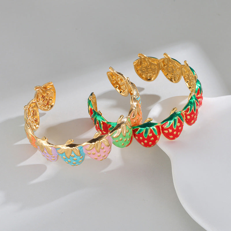Botanical-Inspired Open Cuff Bracelet with Decorative Bead Detail