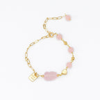 Asymmetrical Chain Bracelet with Natural Stone and Heart Detail