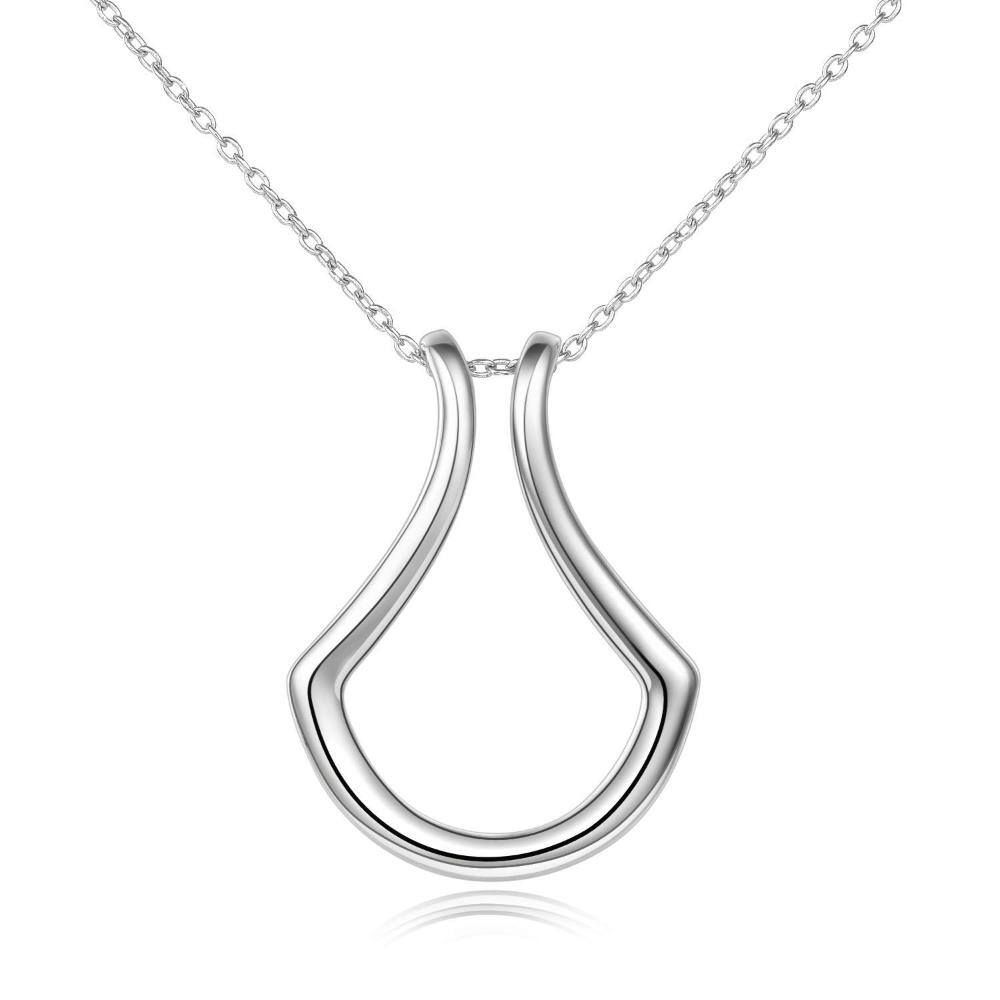 Sterling Silver Ring Holder Necklace – Rose Gold Drop Pendant with Cable Chain