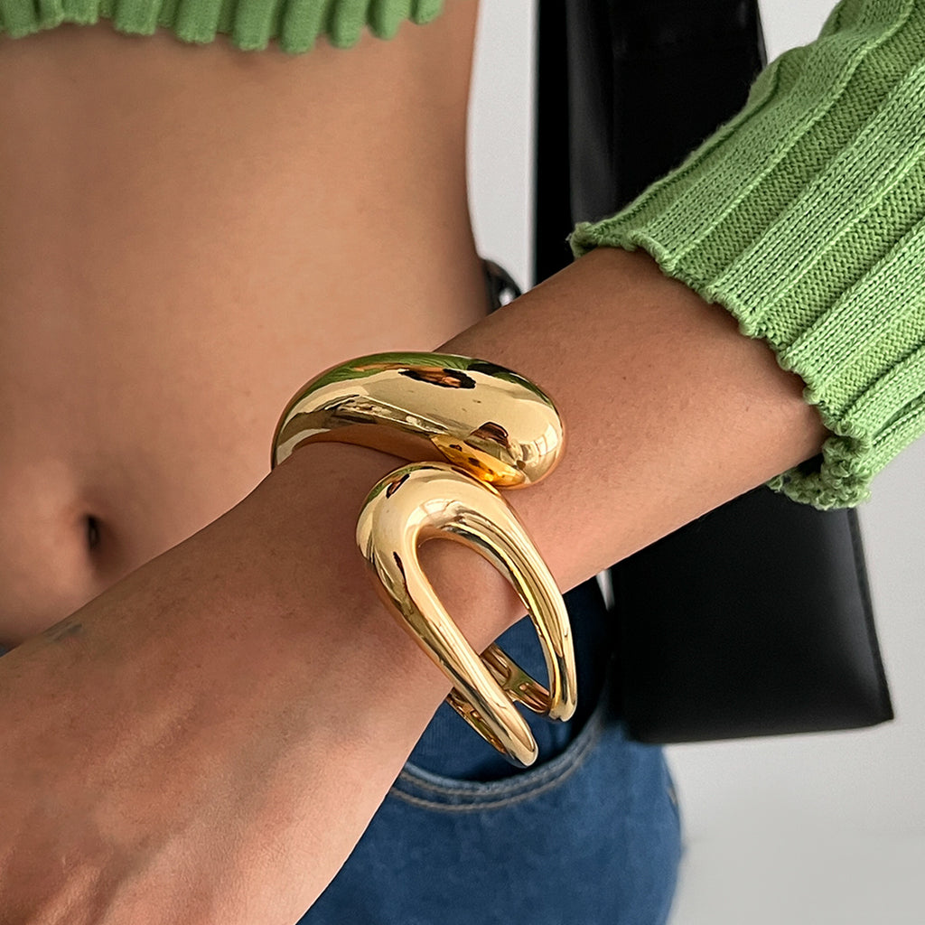 Abstract Open Cuff Bracelet with Fluid Sculptural Form