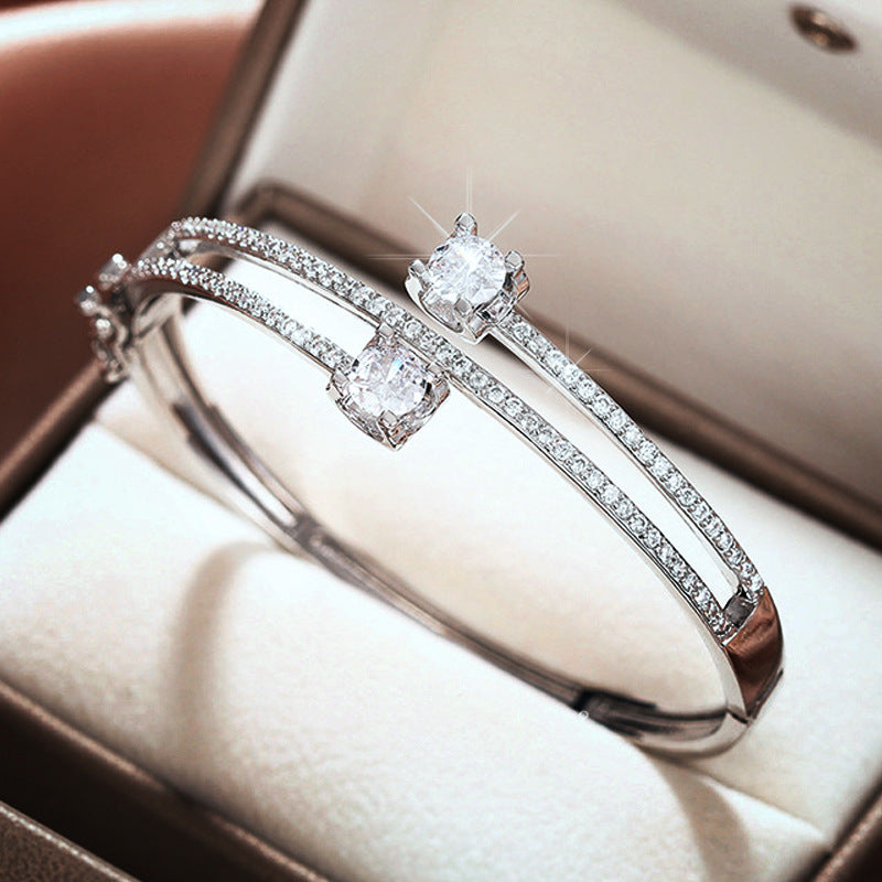 Elegant Dual-Band Bracelet with Refined Crystal Detail
