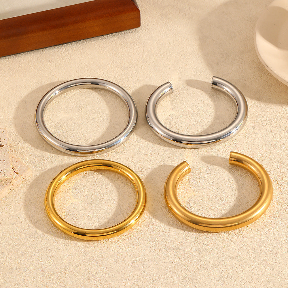 Bold Open Cuff Bracelet with Smooth Rounded Form