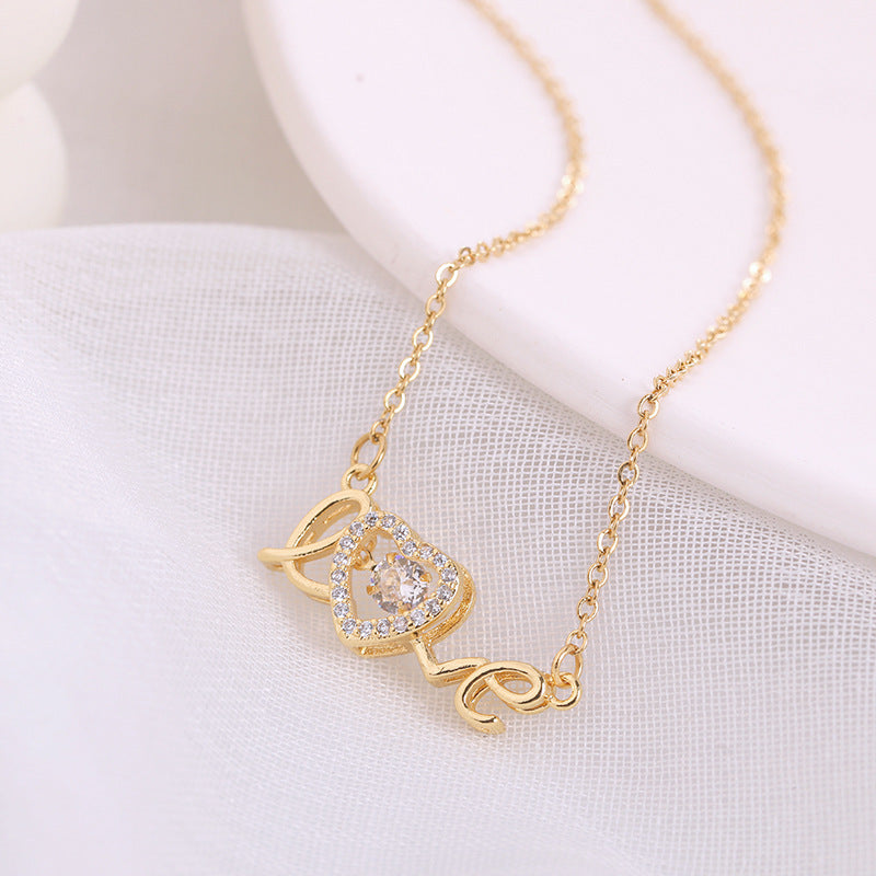 Gold “Love” Heart Pendant Necklace