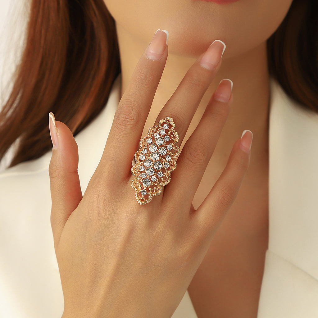 Champagne Crystal Statement  adjustable Ring