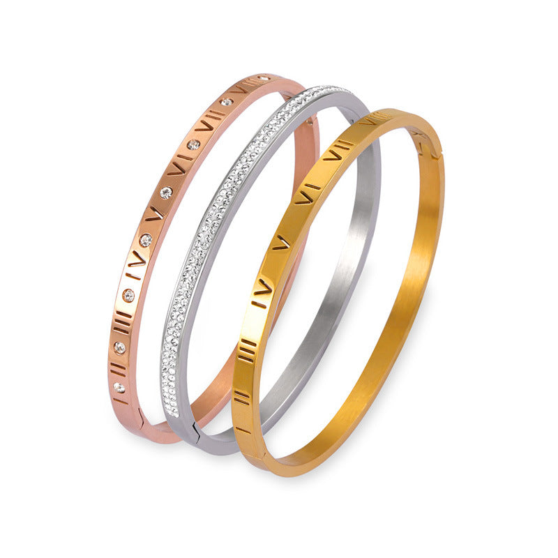 Engraved Bangle Bracelet with Refined Detail Accents