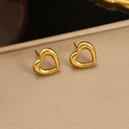 Open Heart Stud Earrings with Polished Finish