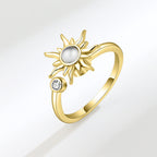 Sunburst Adjustable Ring with Rotating Crystal Center