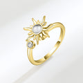 Sunburst Adjustable Ring with Rotating Crystal Center