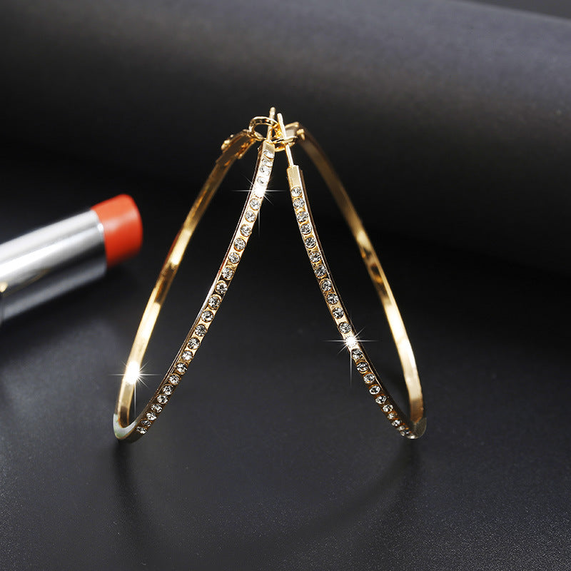 Elegant Crystal-Studded Hoop Earrings