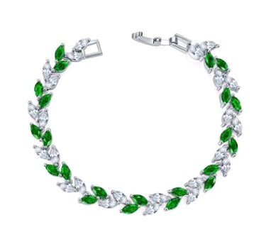 Leaf-Link Bracelet with Flowing Gem Detail