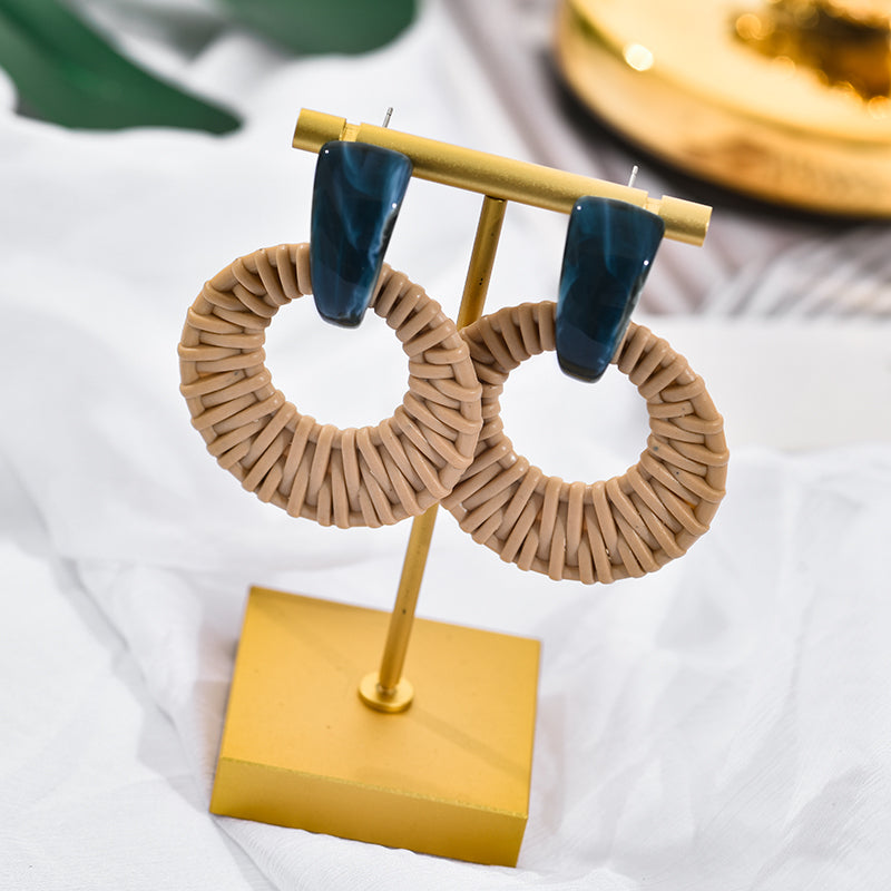 Statement Rattan Hoop Earrings with Modern Accent