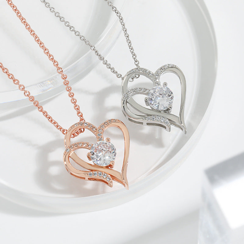 Double Heart Crystal Necklace