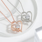 Double Heart Crystal Necklace