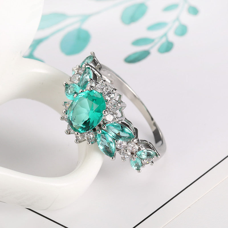 Emerald Aura Vintage Silver Statement Ring