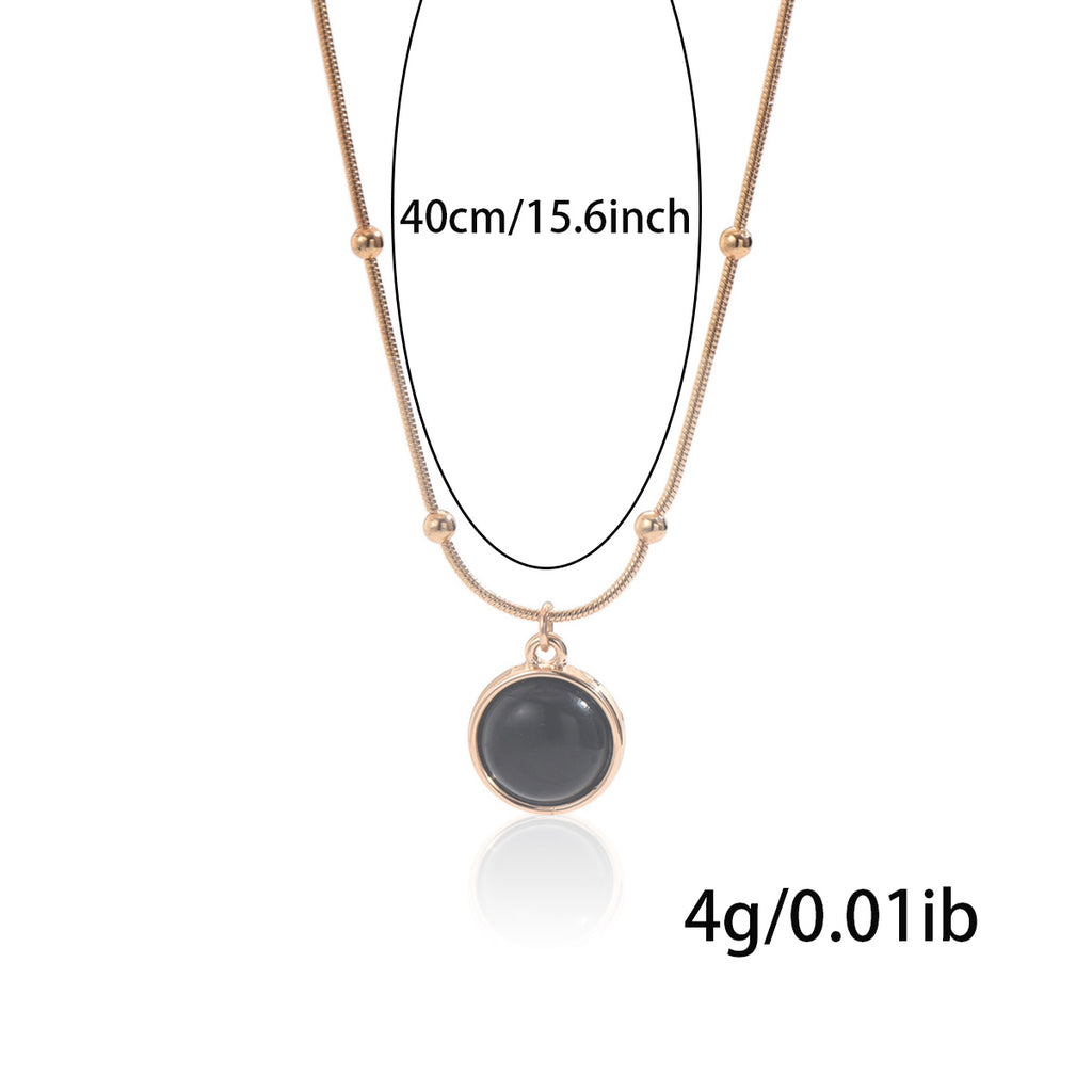 Minimal Pendant Necklace with Beaded Chain Detail