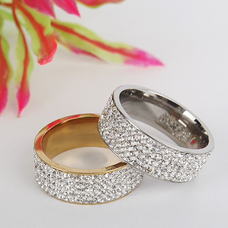 Pavé Crystal Wide Band Ring – Gold & Silver Statement Band