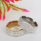 Pavé Crystal Wide Band Ring – Gold & Silver Statement Band