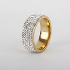 Pavé Crystal Wide Band Ring – Gold & Silver Statement Band