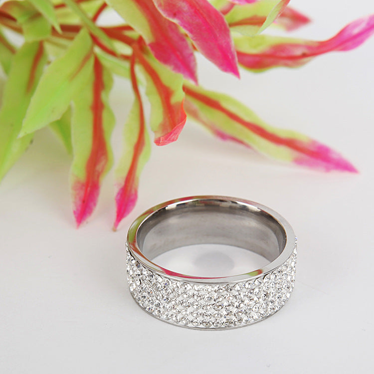 Pavé Crystal Wide Band Ring – Gold & Silver Statement Band