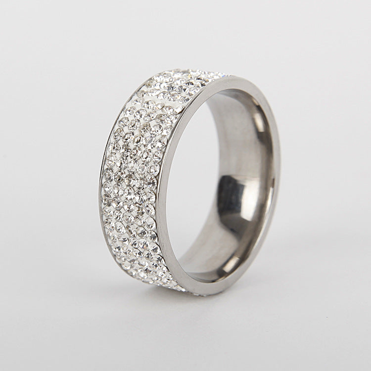 Pavé Crystal Wide Band Ring – Gold & Silver Statement Band
