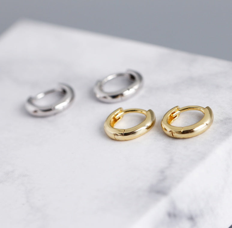 Classic Minimalist Gold Huggie Hoop Earrings