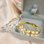 Floral Crystal Bangle Bracelet with Elegant Statement Design