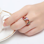 Aurora Garden Multicolor Gemstone Ring in Rose Gold Finish